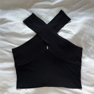 Black Cropped Halter Top
